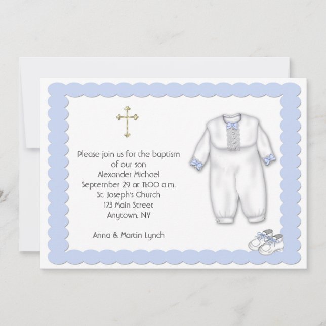Baptism Outfit Blue Invitation (Front)