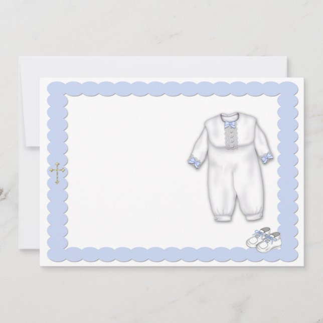 Baptism Outfit Blue Invitation (Front)