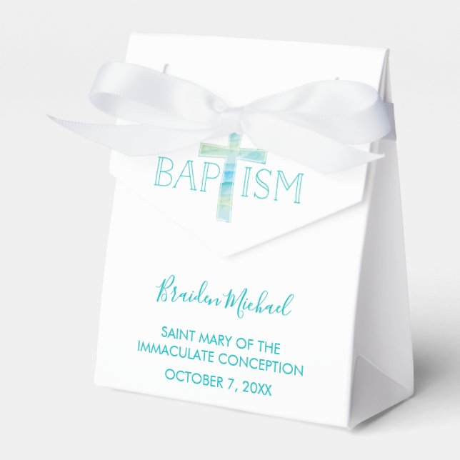 Baptism Party Favor Box - Boy's Christening Favors (Front Side)
