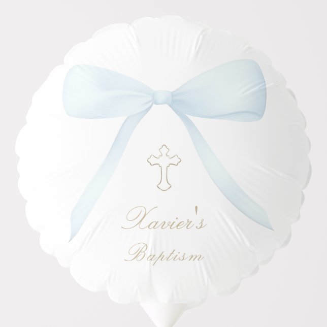 Baptism pastel blue bow balloon (Front)
