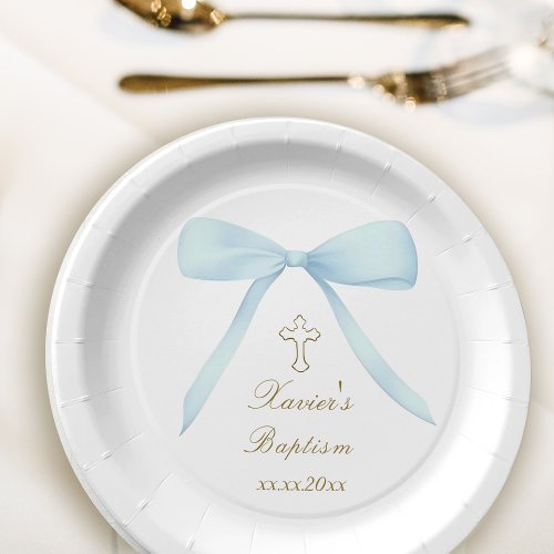 Baptism pastel blue bow