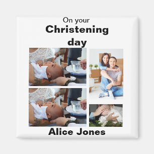 Baptism Personalized 4 Photo Collage  Magnet