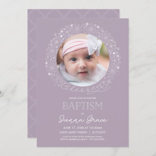 Baptism Photo Invitation Baby Girl Picture Invite