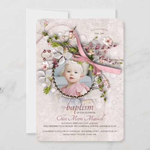 Baptism Photo Invitation for Girl