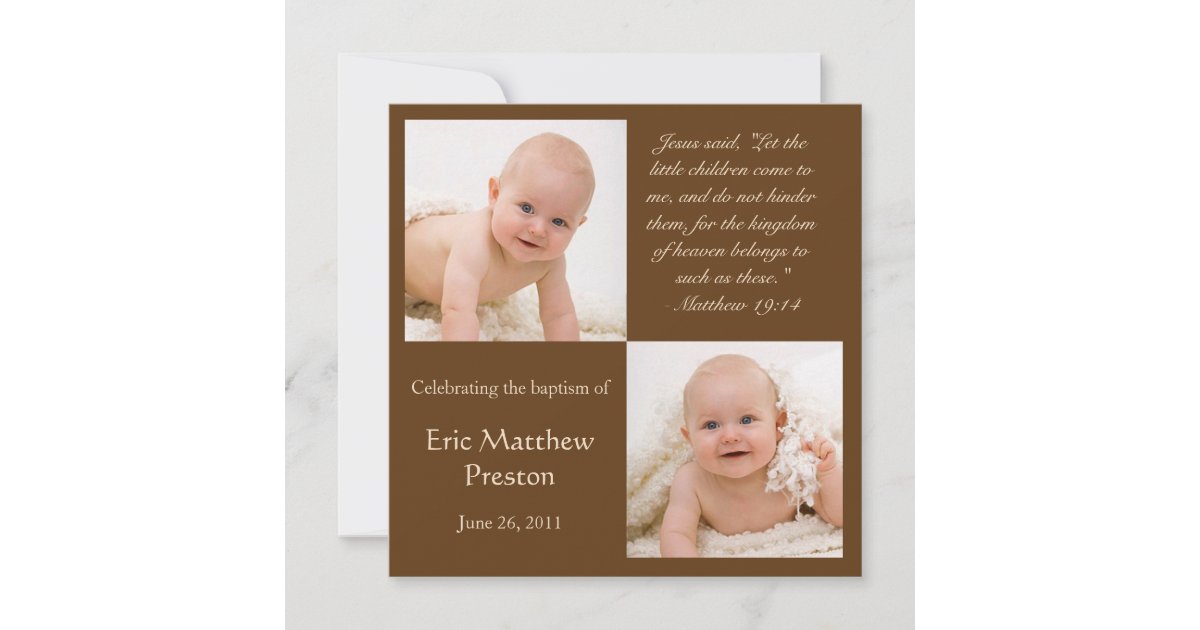 Baptism Photo Invite with Bible Verse Zazzle