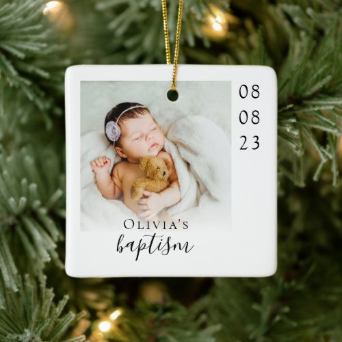 Baptism Photo Keepsake Ceramic Ornament