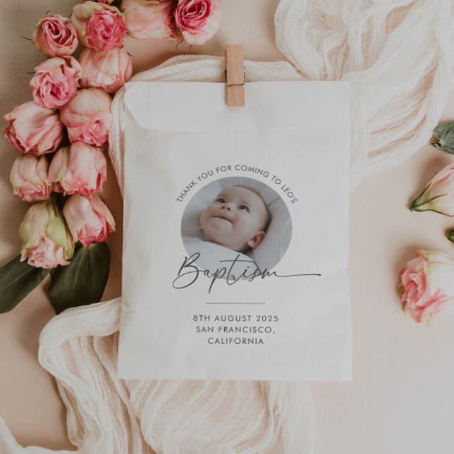 Baptism Photo Thank You Favor Bag (Zazzle Baptism Photo Thank You Tag Favor Bag)