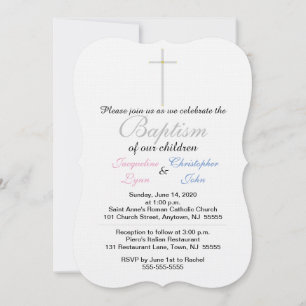 Baptism Pink Blue Twins Invitations