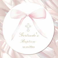 Baptism pink bow baby girl