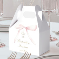 Baptism pink bow baby girl