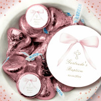 Baptism pink bow baby girl 