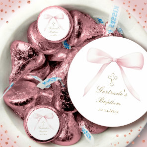 Baptism pink bow baby girl  hershey®'s kisses®