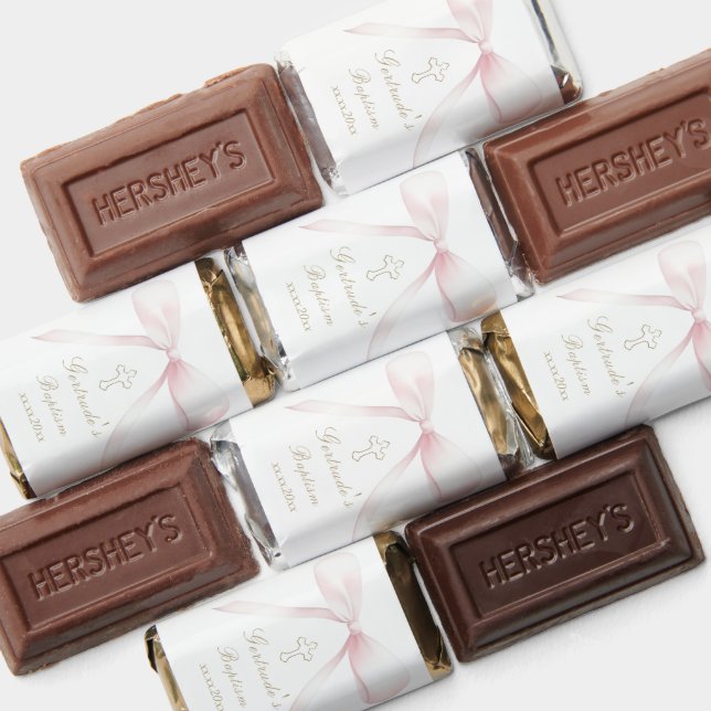 Baptism pink bow baby girl  hershey's miniatures (Assorted)