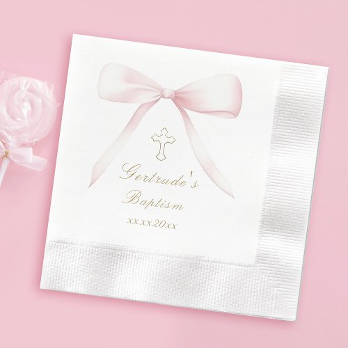 Baptism pink bow baby girl 