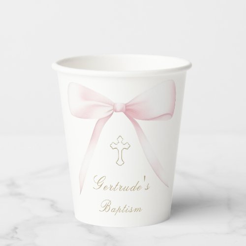 Baptism pink bow baby girl 