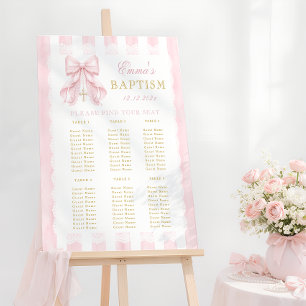 Baptism Pink Bow Baby Girl Seating Chart Foam Board