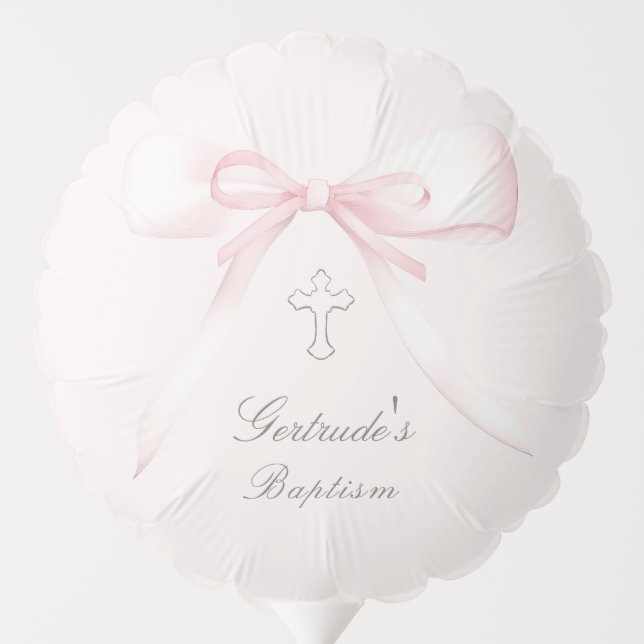 Baptism pink bow  balloon (Back)