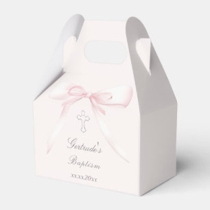 Baptism pink bow favor boxes