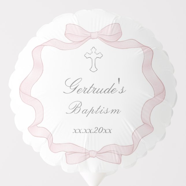 Baptism pink bow frame balloon (Front)