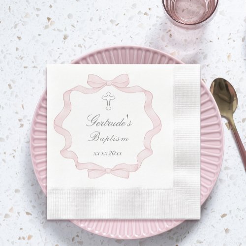 Baptism pink bow frame
