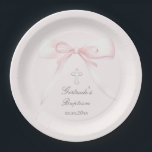 Baptism pink bow paper plates<br><div class="desc">Baptism paper plates</div>