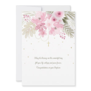 Baptism Pink Floral Card
