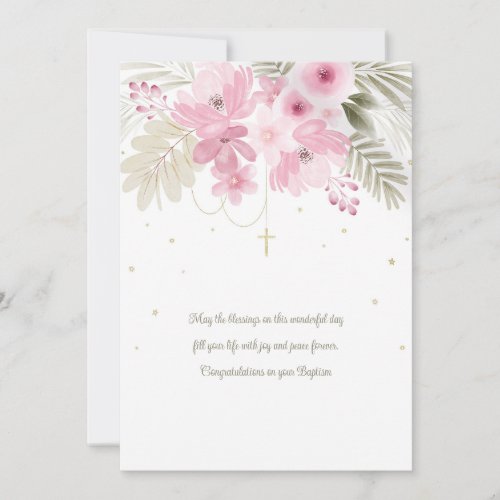 Baptism Pink Floral Card