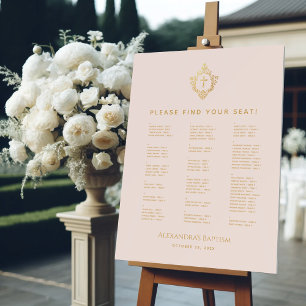 Baptism Pink Gold Crest Alphabetical Seating Chart Foam Board