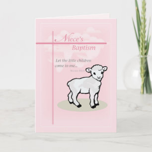 Baptism, Pink, Niece, Lamb Card
