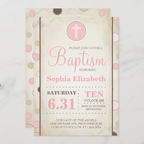 Baptism Pink Polka Dot Invite _ Baby Girl