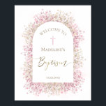 Baptism pink white floral welcome poster<br><div class="desc">Baptism Welcome sign</div>