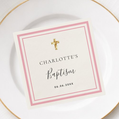 Baptism pink white name girl simple