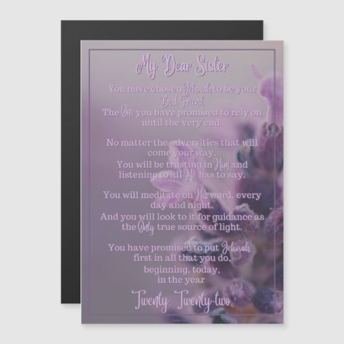 Baptism Poem  Magnetic Card  JW