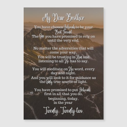 Baptism Poem  Magnetic Card  JW  Mountain Tops