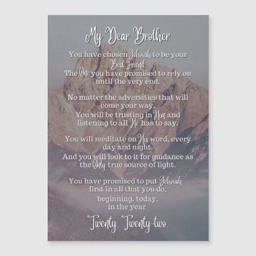 Baptism Poem  Magnetic Card  JW  Mountains