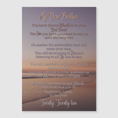 Baptism Poem  Magnetic Card  JW  Sunset