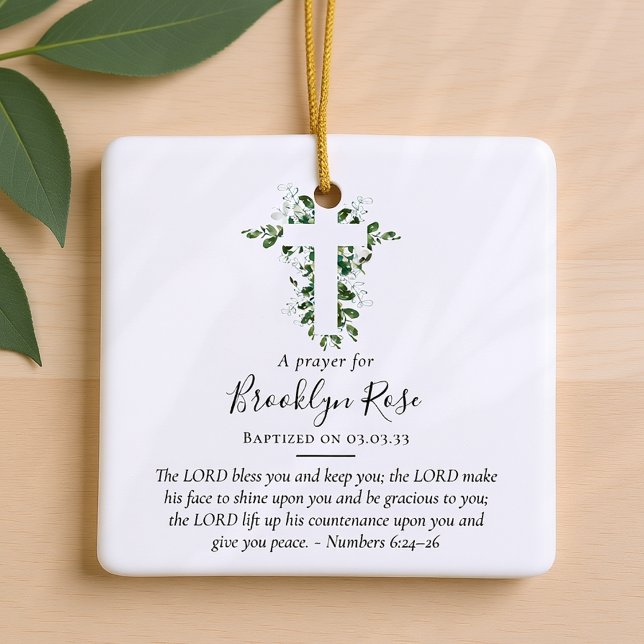 Baptism Prayer Keepsake Favor Ceramic Ornament (Creator Uploaded)
