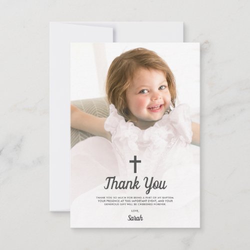 Baptism Religious Christening Pink Girl Photo Thank You Card