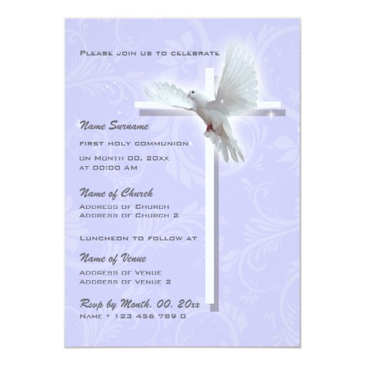 Baptism religious communion confirmation dove card | Zazzle