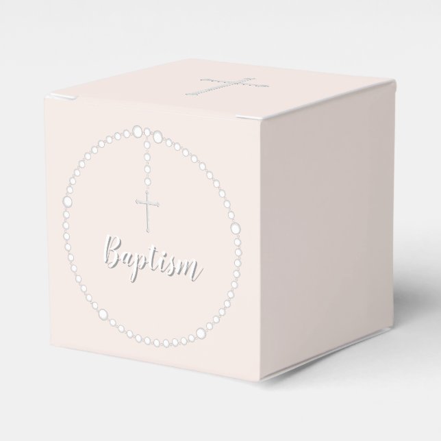 Baptism Rosary on Pink Favor Boxes (Front Side)