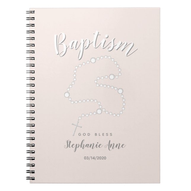 Baptism Rosary on Pink Notebook (Front)