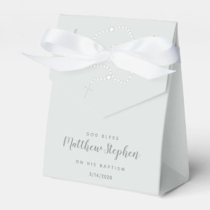 Baptism Rosary on Powdered Blue Favor Boxes