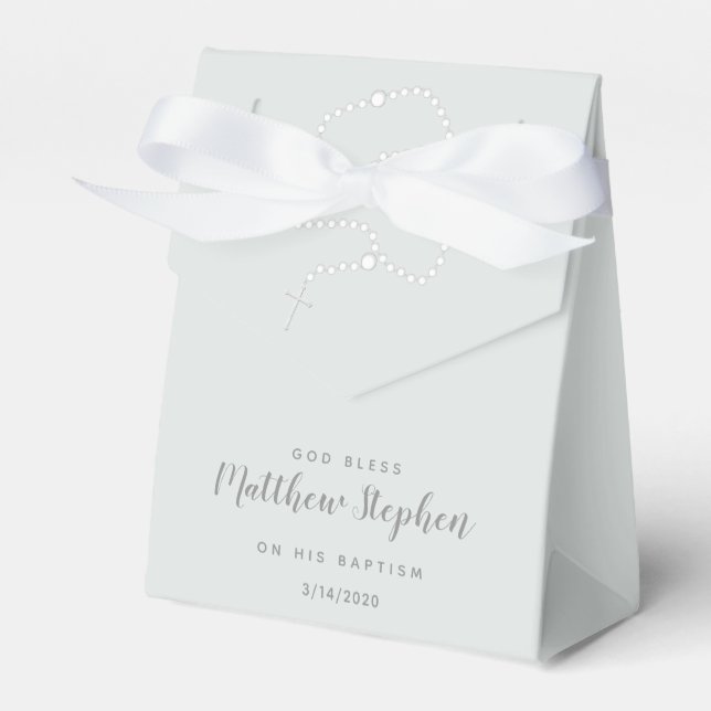 Baptism Rosary on Powdered Blue Favor Boxes (Front Side)