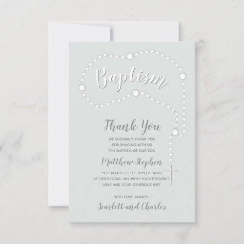 Baptism Rosary on Powdered Blue Invitation