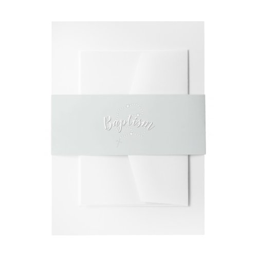 Baptism Rosary on Powdered Blue Invitation Belly Band