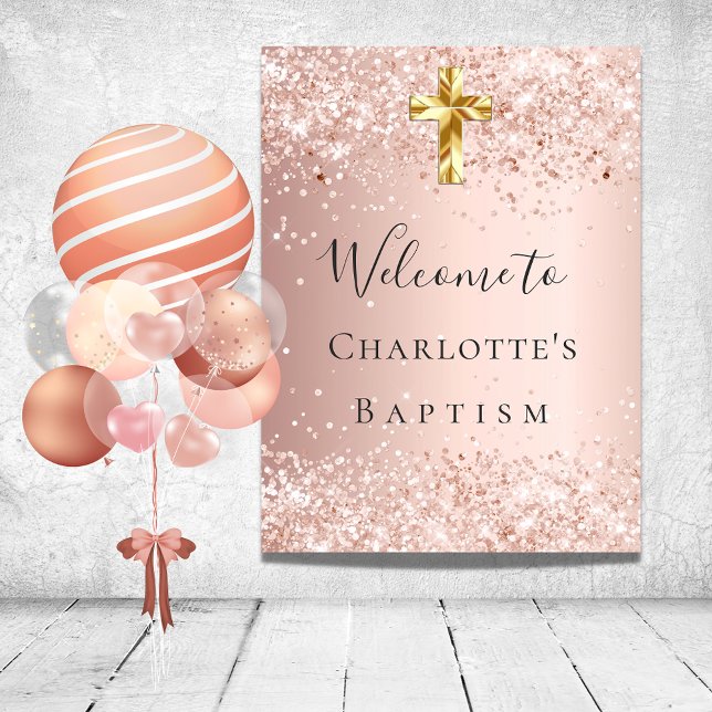 Baptism rose gold welcome poster (Creator Uploaded)