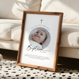 Baptism Round Photo Keepsake Poster