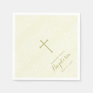 Baptism Sage Delicate Floral Lace Napkins