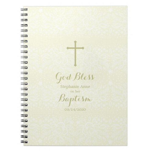 Baptism Sage Delicate Floral Lace Notebook