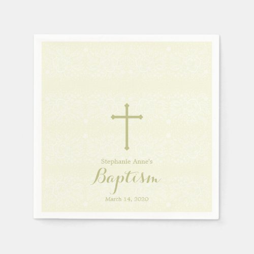 Baptism Sage Delicate Floral Lace Paper Napkins